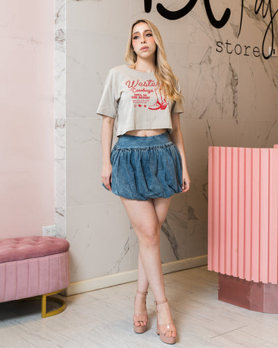 Blusa crop de manga corta western - Be Fashion Store