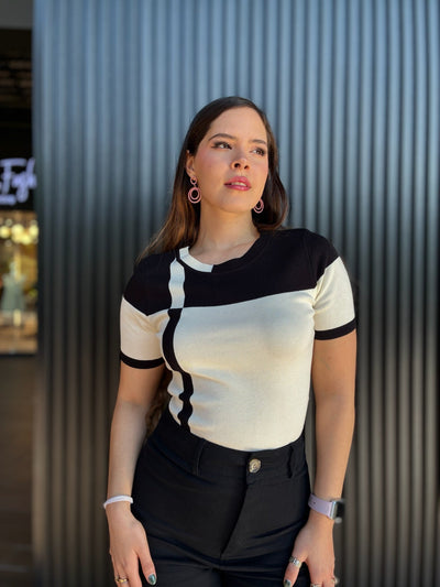 Blusa suéter geométrico de punto - Be Fashion Store