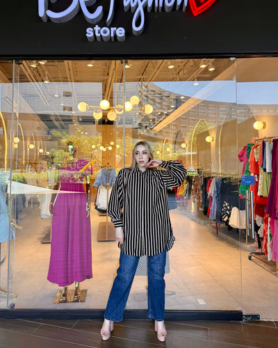Camisa a rayas oversize larga - Be Fashion Store