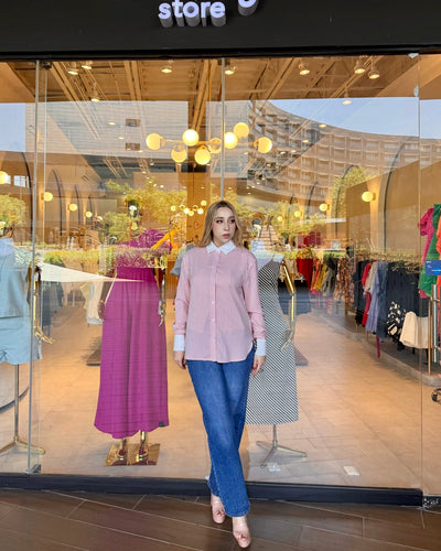 Camisa crepé a rayas con contraste - Be Fashion Store