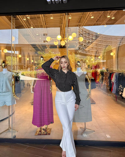 Camisa crop a rayas - Be Fashion Store