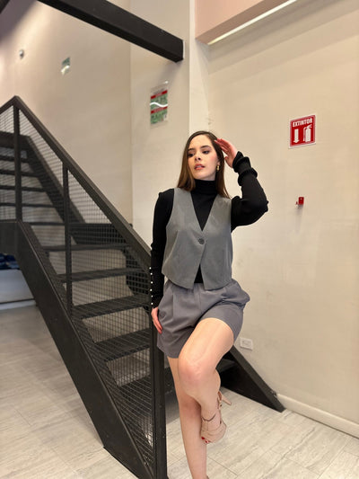 Conjunto a rayas chaleco y short elástico - Be Fashion Store