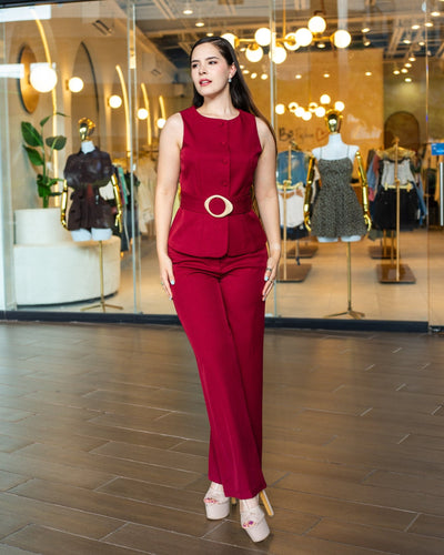 Conjunto sastre chaleco y pantalón hebilla - Be Fashion Store