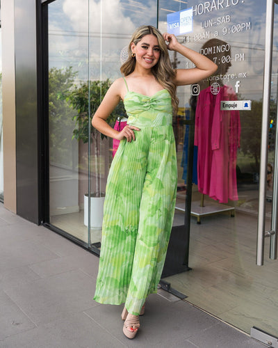 Jumpsuit estampado abstracto plisado - Be Fashion Store