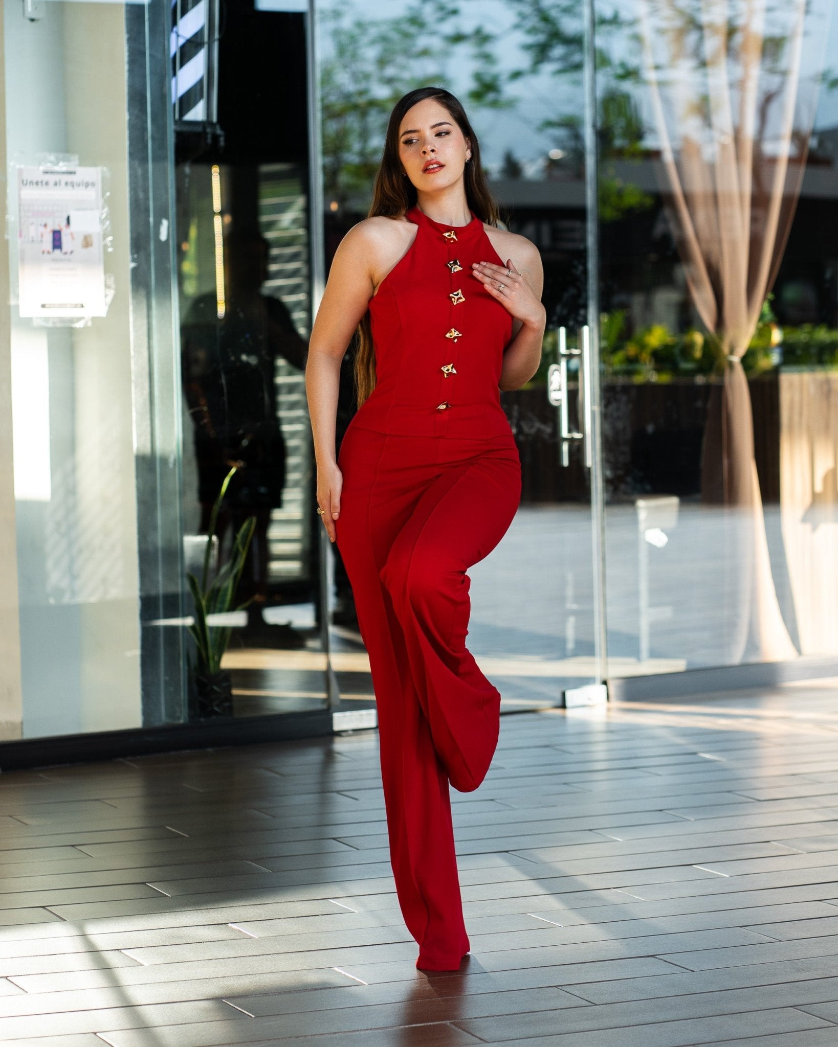 Jumpsuit halter con detalles dorados - Be Fashion Store