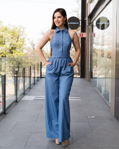 Jumpsuit sin mangas escote trasero lazos - Be Fashion Store