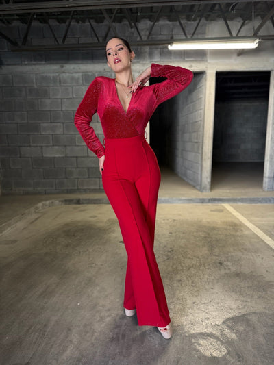 Jumpsuit terciopelo glitter manga larga - Be Fashion Store