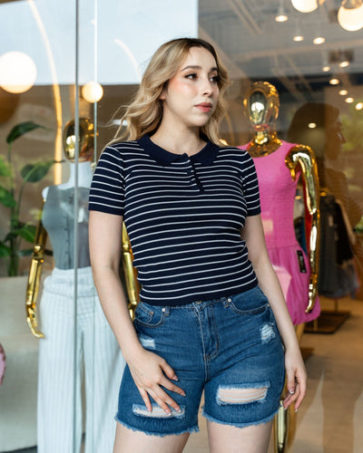 Shorts denim deshilachado con dobladillo - Be Fashion Store