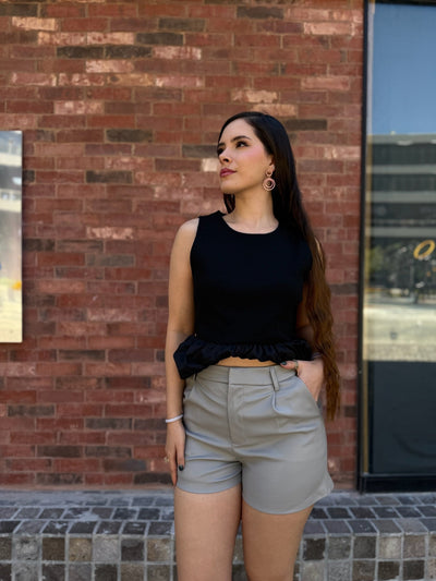 Shorts tipo cuero tiro alto - Be Fashion Store