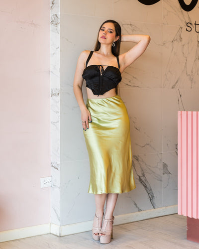 Top crop corset satinado - Be Fashion Store