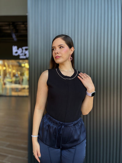 Top knit con detalle de perlas - Be Fashion Store