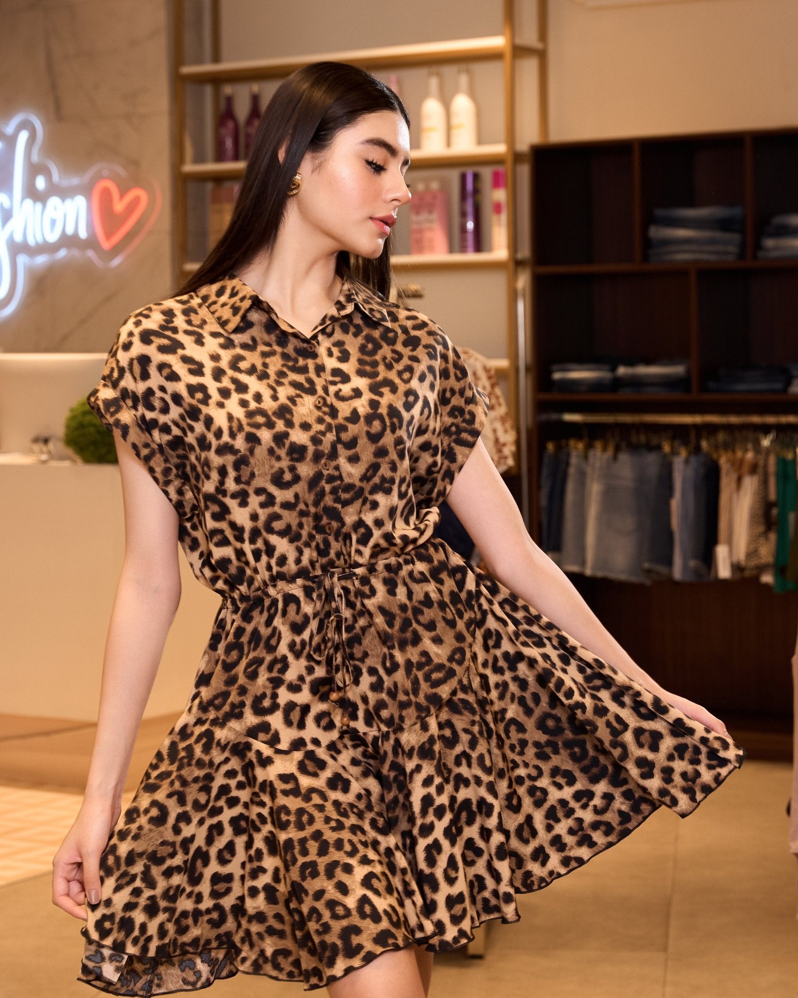 Vestido corto camisero estampado - Be Fashion Store