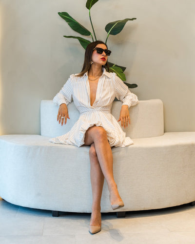 Vestido corto capri a rayas burbuja - Be Fashion Store