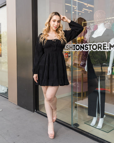 Vestido corto escalonado efecto arrugado - Be Fashion Store