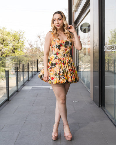 Vestido corto estampado floral burbuja - Be Fashion Store