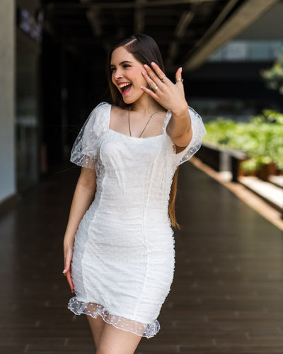 Vestido corto mesh lunares - Be Fashion Store