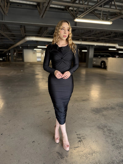 Vestido entallado drapeado nudo central - Be Fashion Store