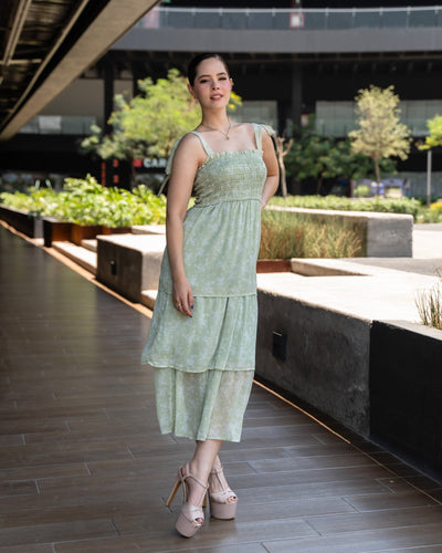 Vestido floral midi escalonado - Be Fashion Store