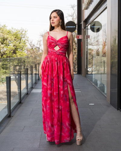 Vestido largo de gasa estampado - Be Fashion Store