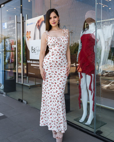 Vestido largo floral de tirantes - Be Fashion Store