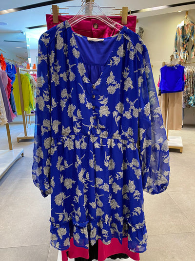 Vestido plus corto de manga larga estampado - Be Fashion Store