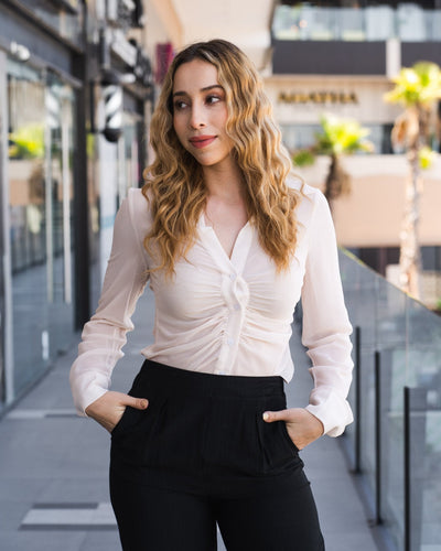 Camisa con botones frontales drapeado - Be Fashion Store