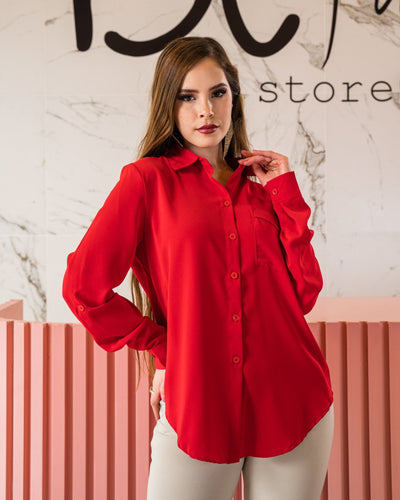 Camisa Solida Solapa Botones Frontales - Be Fashion Store