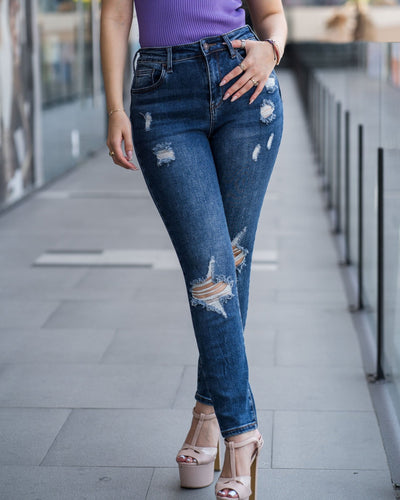 Jeans skinny con desgarres frontales - Be Fashion Store