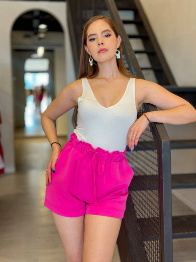 Shorts de cintura elástica con volantes - Be Fashion Store