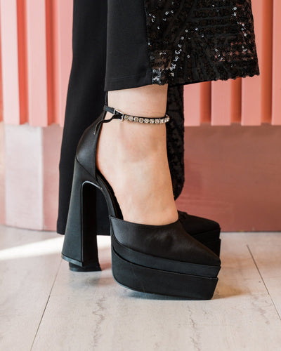 Zapato High Heel With Satin Rhinestone Strap - Be Fashion Store